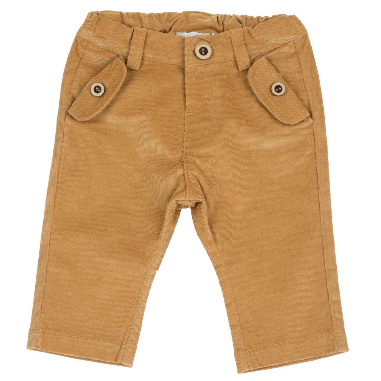 Pantaloni Lunghi Velluto | Chicco Pantaloni lunghi Chicco in morbido velluto di cotone elasticizzato giallo, con vita regolabile e tasche anteriori con bottoni effetto legno. | Chicco