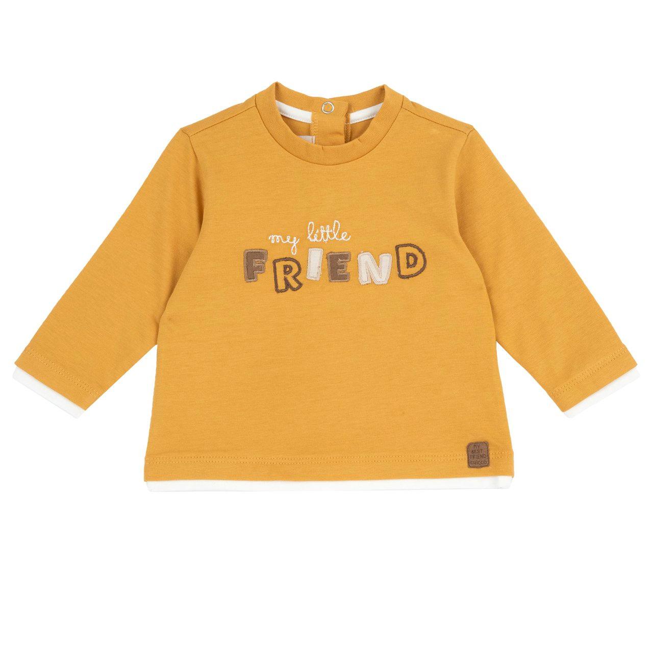 Maglietta Manica Lunga | Chicco Maglietta a manica lunga Chicco in jersey di cotone giallo per bambino, con ricamo e applicazioni sul davanti, girocollo elasticizzato e apertura posteriore con bottoni automatici. | Chicco