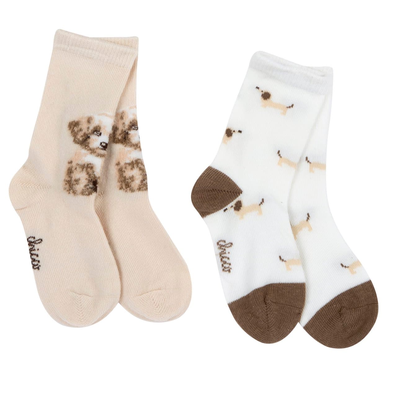 Set Due Paia Calzini Gambaletto | Chicco Set due paia di calzini gambaletto Chicco per bambino, in misto caldo cotone, con disegni jacquard a tema cagnolini, ideali per autunno/inverno. | Chicco