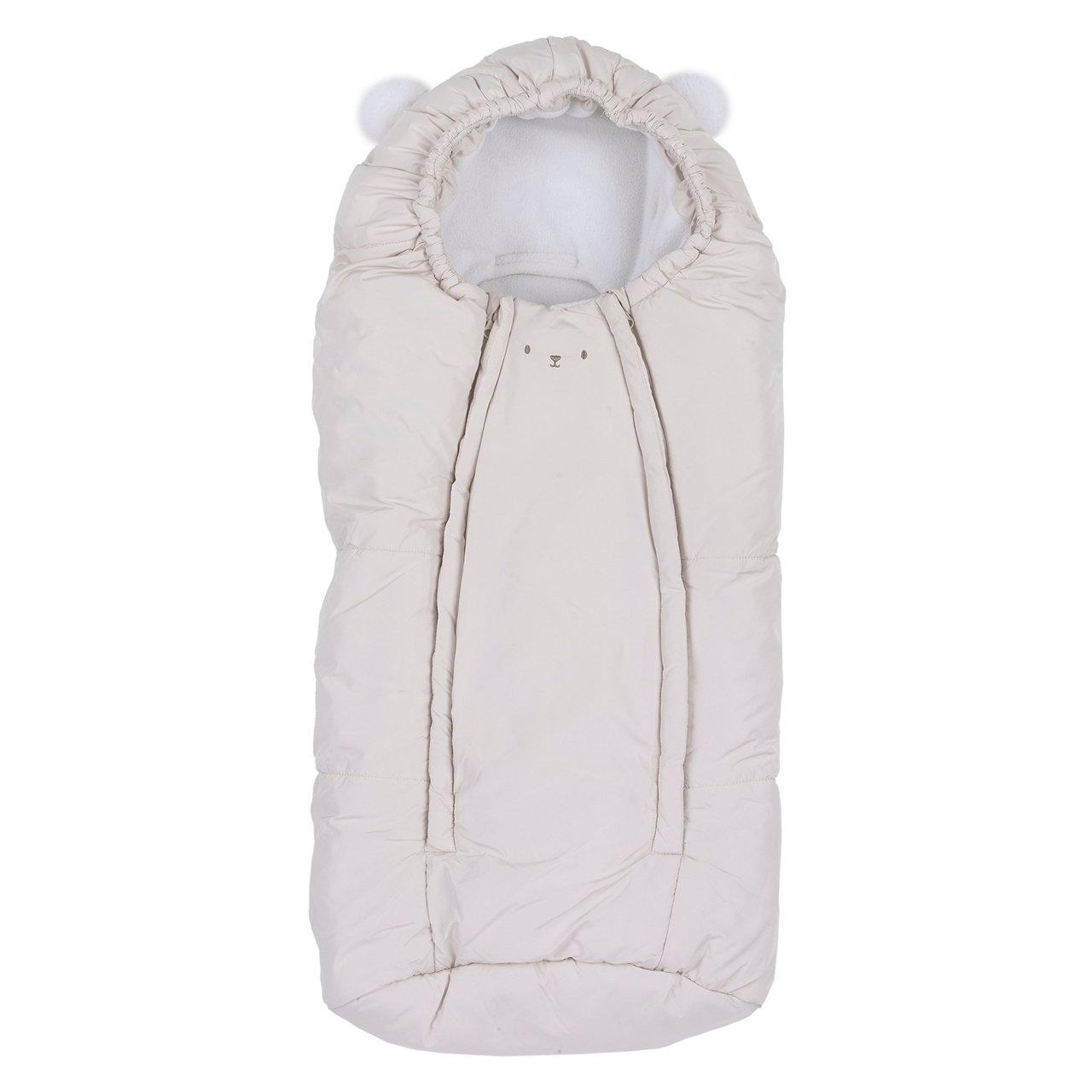 Sacco Invernale Imbottito | Chicco Sacco invernale imbottito Chicco unisex bianco con cappuccio a orsetto, fodera in pile e imbottitura Sorona DuPont, ideale per neonati fino a 62 cm. | Chicco