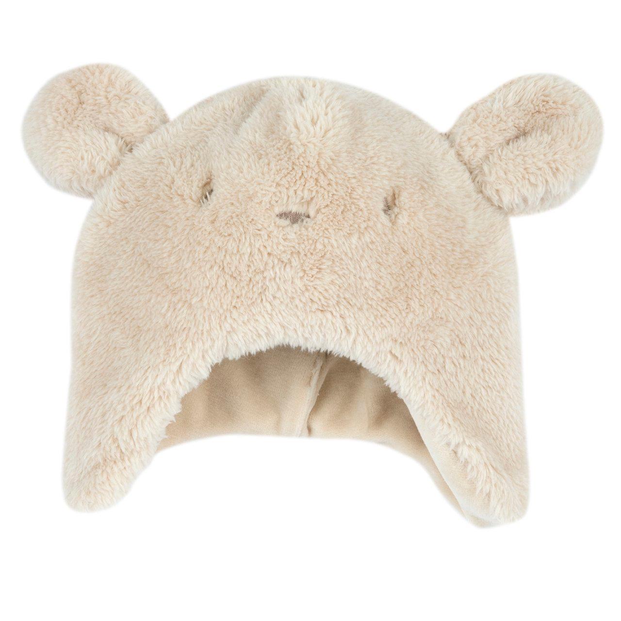 Cappello Orsetto | Chicco Cappellino unisex Chicco Orsetto bianco in tessuto caldo e soffice, con grafica ricamata, ideale per neonati autunno/inverno. | Chicco