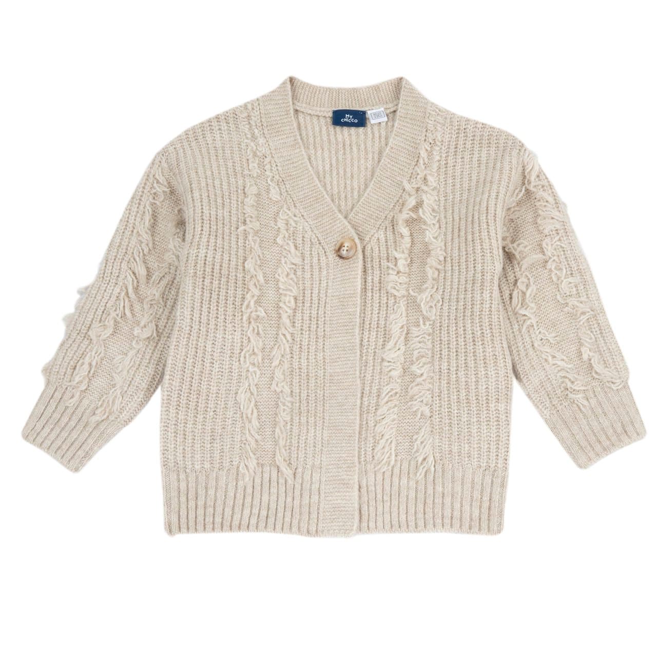 Cardigan In Maglia | Chicco Cardigan in maglia Chicco bianco per bambina, con lavorazione a gioco di punti e bottoni effetto tartaruga, ideale per l'autunno/inverno. | Chicco