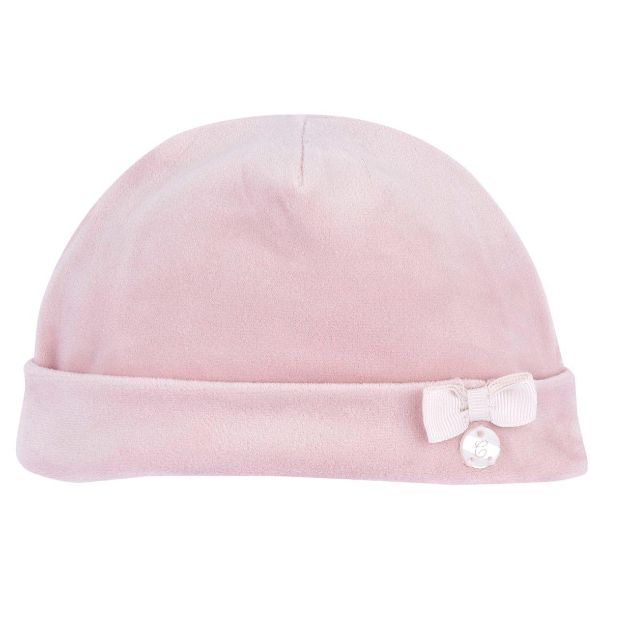 Cappello Con Risvolto | Chicco Cappello Chicco da bambina rosa in ciniglia elasticizzata con fiocco e medaglietta madreperla, ideale per autunno/inverno. | Chicco