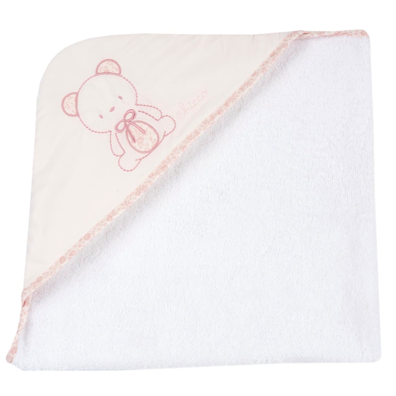 Accappatoio | Chicco Accappatoio quadrato Chicco in spugna di cotone bianca per bambina, con applicazioni e ricami, misura 76x76 cm, ideale per l'autunno/inverno. | Chicco
