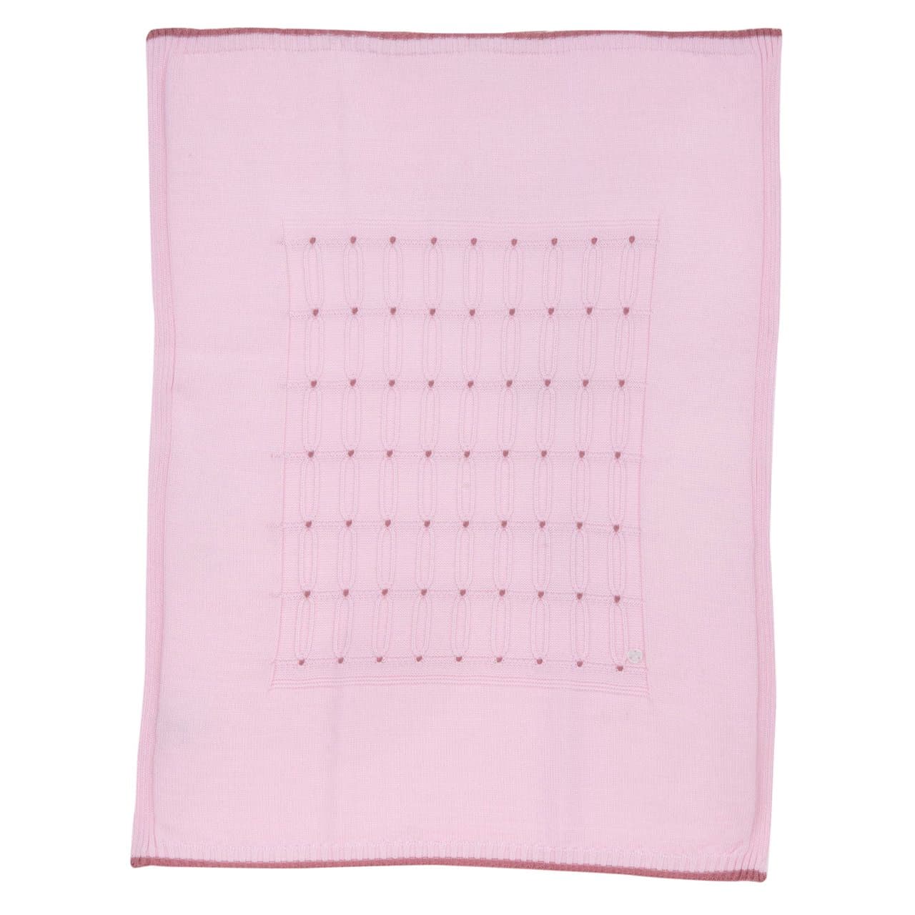 Coperta Carrozzina In Maglia | Chicco Coperta carrozzina Chicco in pura lana rosa, lavorazione a maglia con giochi di punti, ideale per bambina autunno/inverno, certificata Oeko-Tex. | Chicco