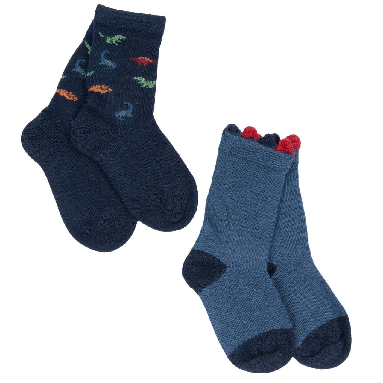 Set Due Paia Calzini Gambaletto | Chicco Set due paia calzini gambaletto Chicco blu per bambino, misto caldo cotone, con fantasia macchinine e creste applicate. | Chicco