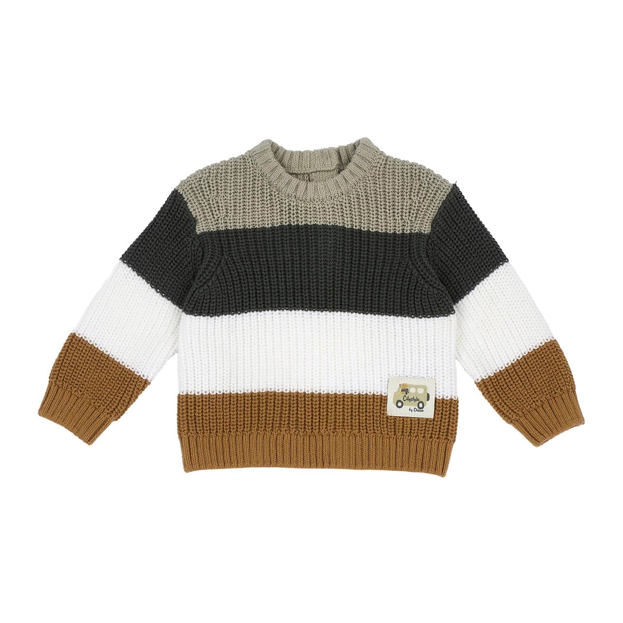 Maglione Girocollo | Chicco Maglione girocollo verde a righe per bambino Chicco in misto cotone, con etichetta jacquard sul fondo, ideale per autunno/inverno. | Chicco