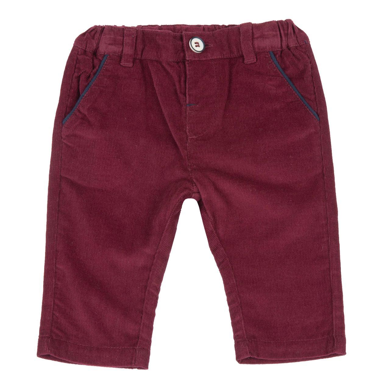 Pantaloni Lunghi Velluto A Coste | Chicco Pantaloni lunghi Chicco in velluto a coste rosso per bambino, con tasche blu a contrasto e vita regolabile. | Chicco