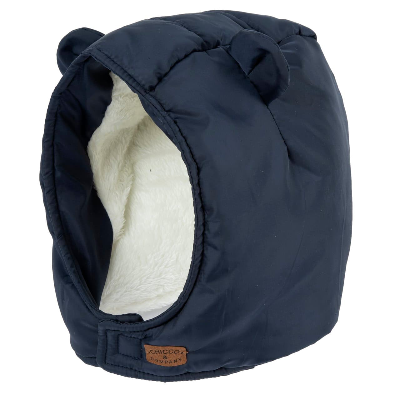 Cappello Avvolgente | Chicco Cappello avvolgente blu Chicco per bambino con orecchie applicate, fodera morbida e chiusura a strappo, ideale per l'autunno/inverno. | Chicco
