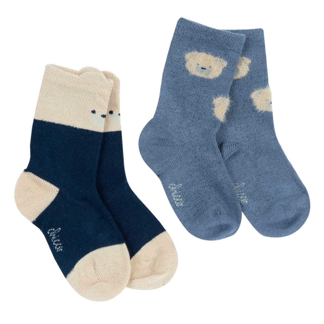 Set Due Paia Calzini Gambaletto | Chicco Set due paia di calzini gambaletto Chicco per bambino in misto caldo cotone, con disegni jacquard di orsetti blu, ideali per autunno/inverno. | Chicco