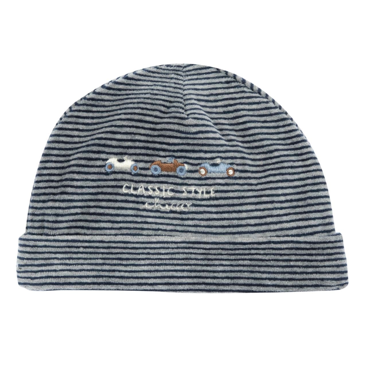 Cappello Con Risvolto | Chicco Cappello Chicco con risvolto in ciniglia blu per neonato, foderato in interlock e con grafica ricamata, ideale per autunno/inverno. | Chicco