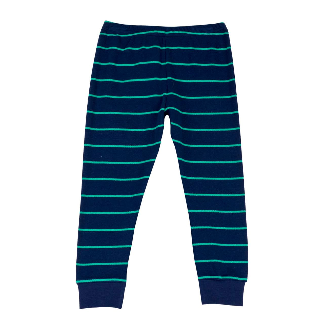 Pantaloni Pigiama A Righe | Chicco Pantaloni lunghi da pigiama Chicco per bambino in cotone interlock verde con stampa all-over di dinosauri, vita elasticizzata e polsini a costine. | Chicco