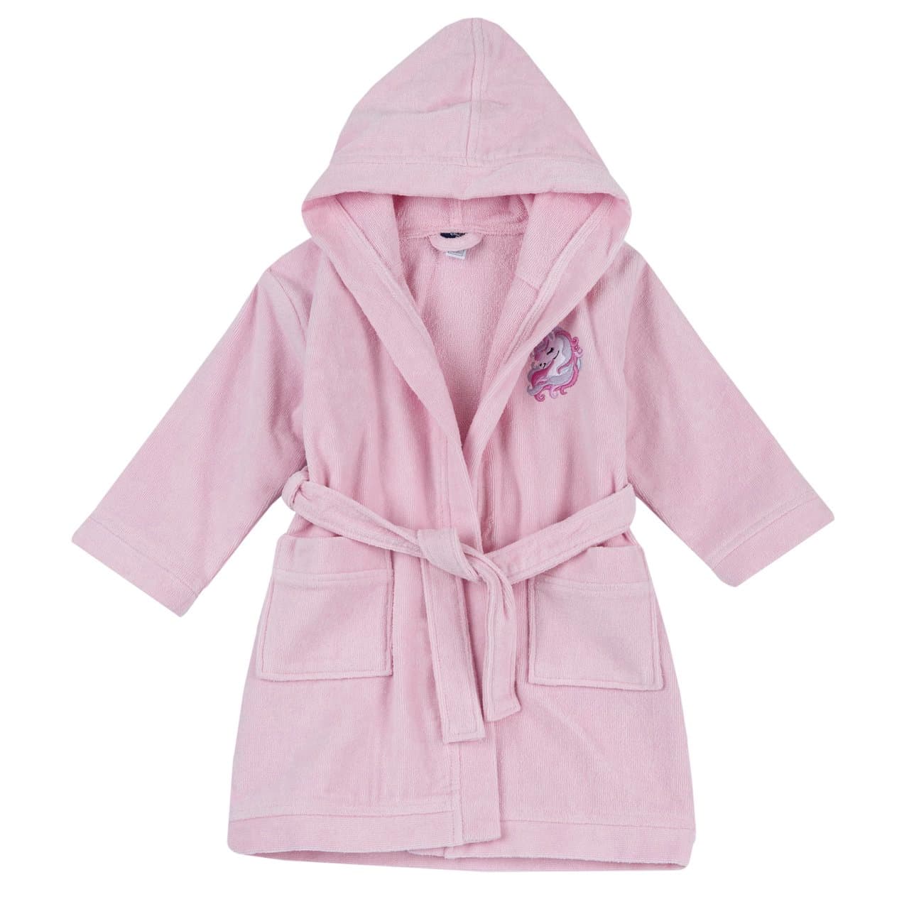 Accappatoio Tinta Unita | Chicco Accappatoio da bambina Chicco rosa in spugna di cotone con ricamo unicorno multicolore sul petto, tasche e cintura regolabile. | Chicco