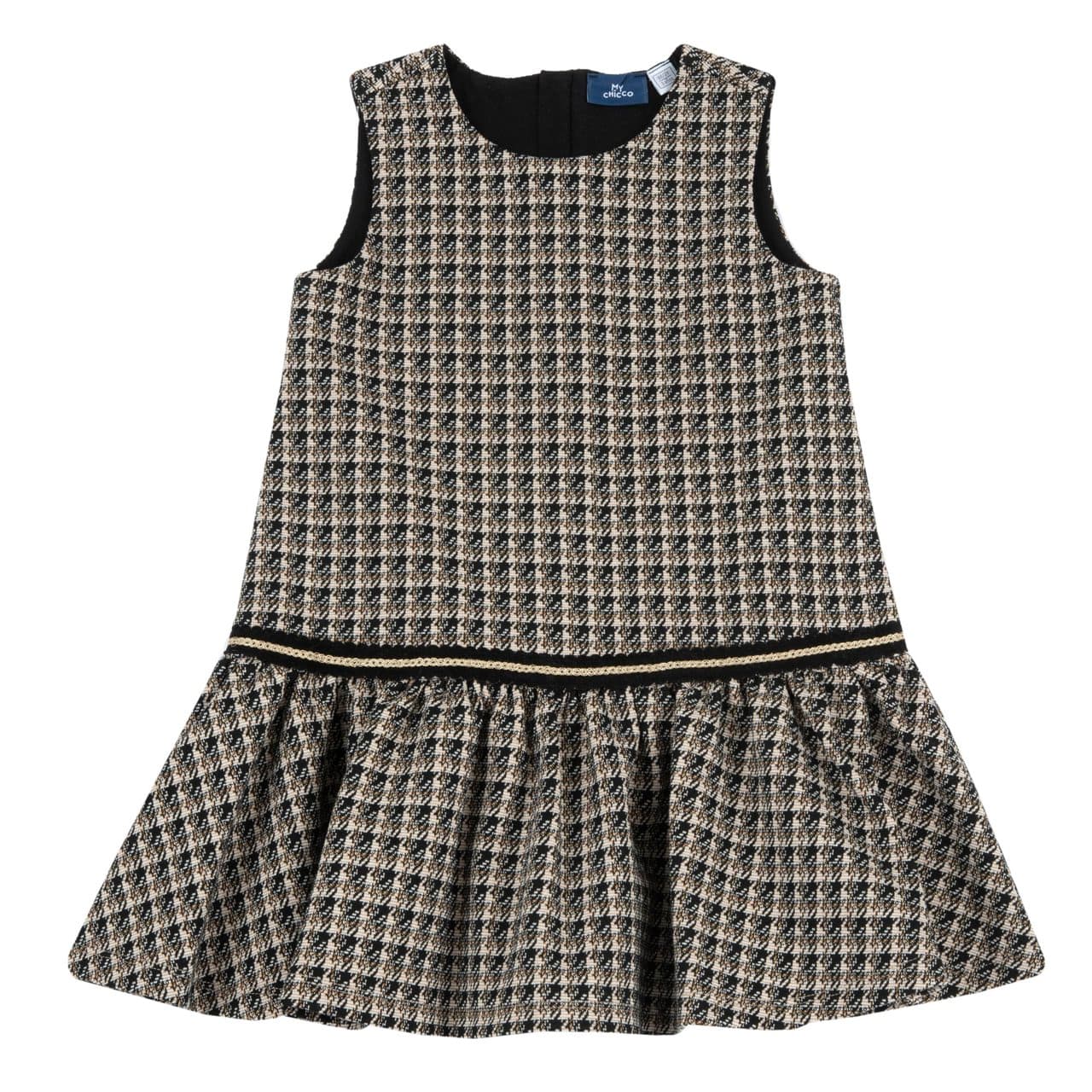 Vestito Smanicato | Chicco Vestito smanicato grigio Chicco da bambina in Punto Milano jacquard, con fodera in jersey di cotone e nastro decorativo effetto velluto luminoso, ideale per l'autunno/inverno. | Chicco