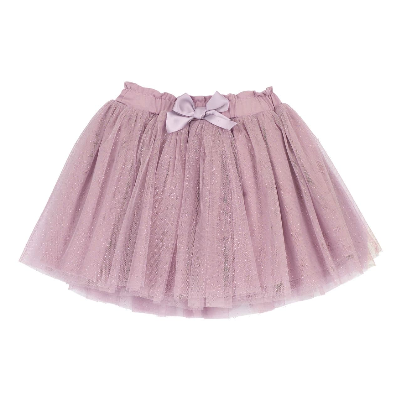 Gonna In Tulle | Chicco Gonna in tulle viola Chicco da bambina con effetto luminoso e microfantasia a pois glitterati, vita elasticizzata con fiocco in raso e fodera in jersey di cotone. | Chicco