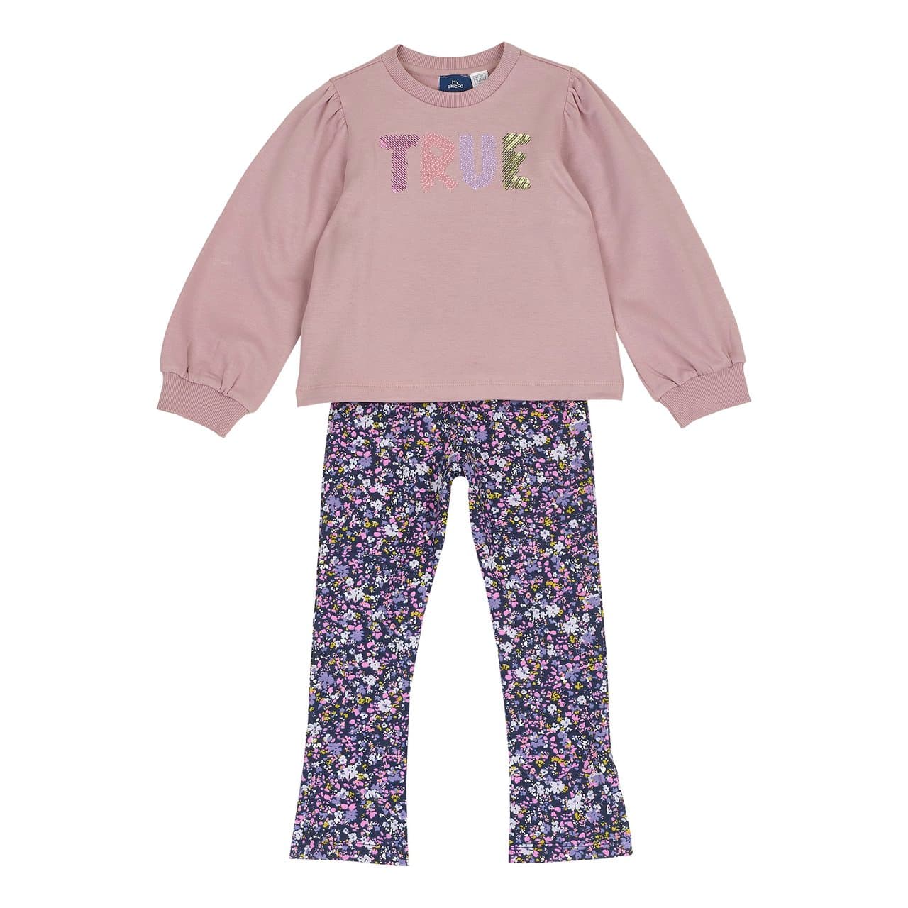 Completo Felpa Con Pantaloni | Chicco Completo felpa viola con ricamo paillettes e leggings svasati Chicco per bambina, cotone elasticizzato garzato, Oeko-Tex. | Chicco