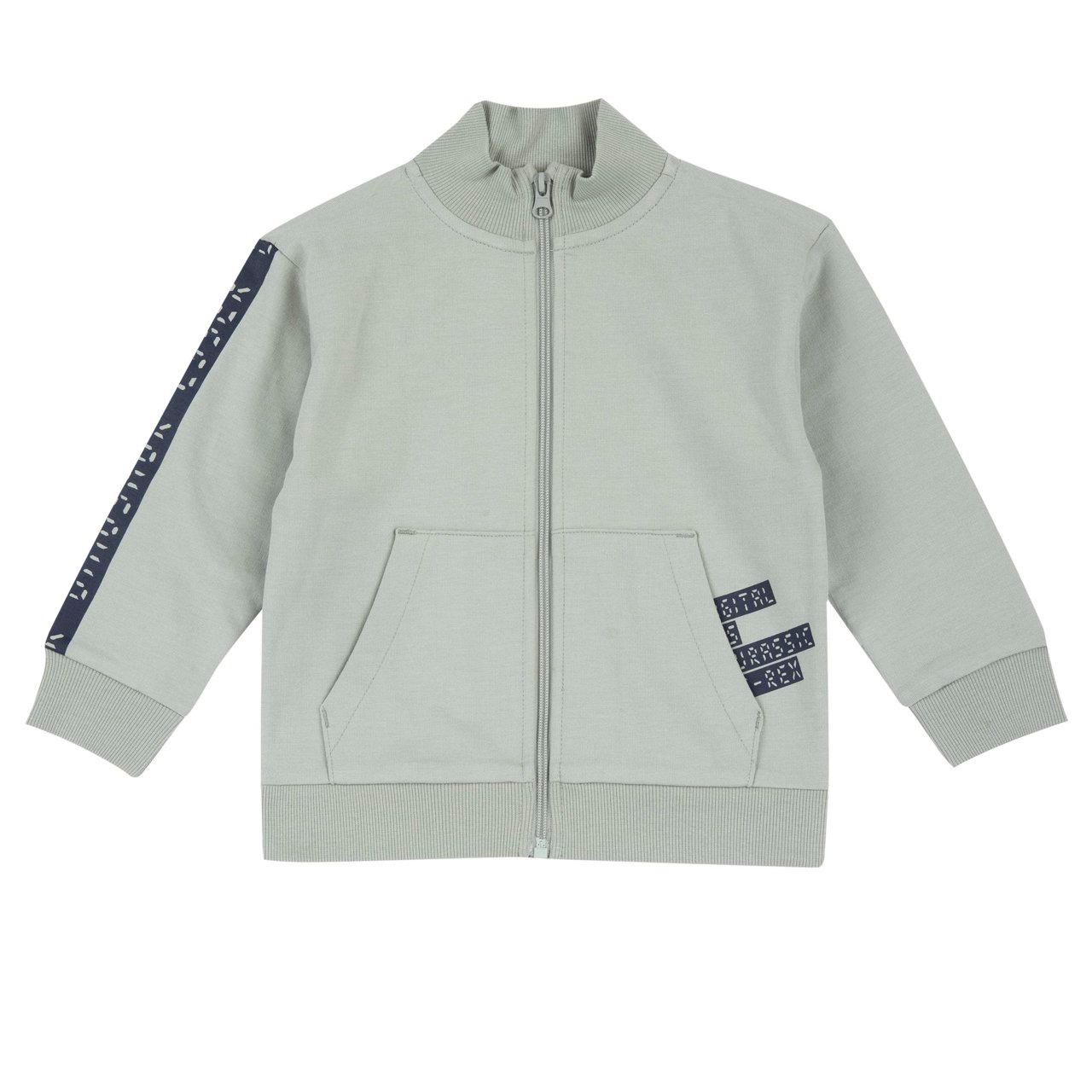 Felpa Con Zip | Chicco Felpa con zip verde in cotone non garzato per bambino Chicco, con tasca a marsupio e stampa digitale in rilievo. | Chicco