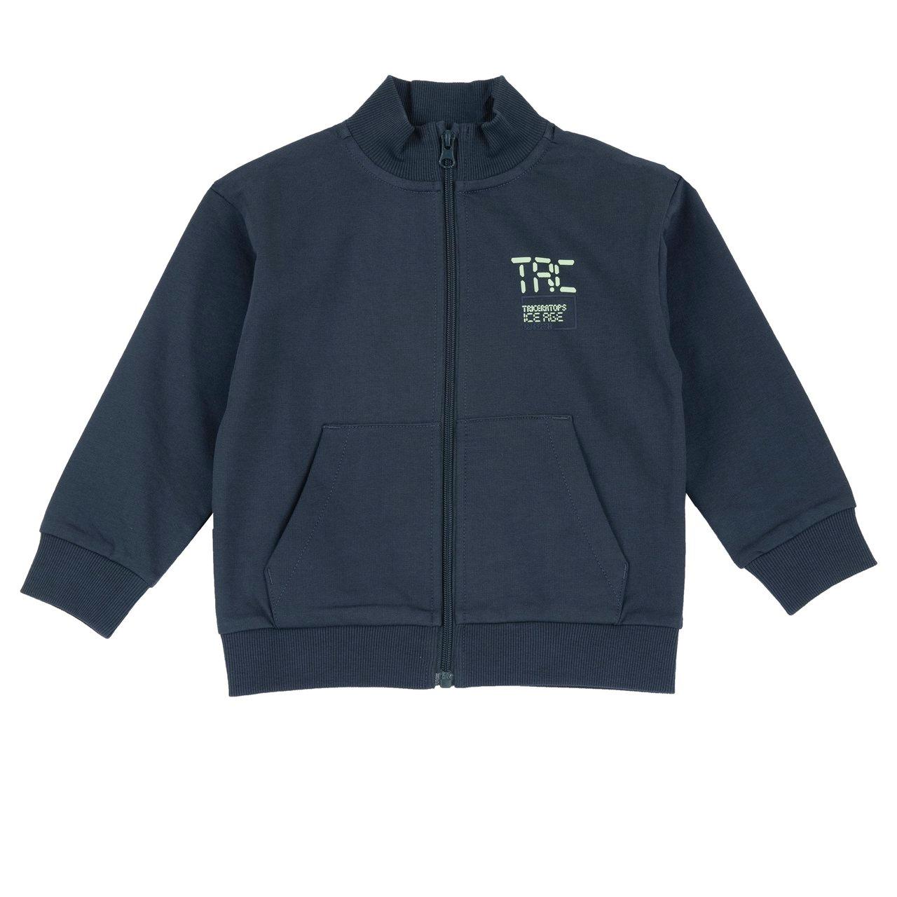 Felpa Con Zip | Chicco Felpa con zip verde in cotone non garzato per bambino Chicco, con tasca a marsupio e stampa digitale in rilievo. | Chicco