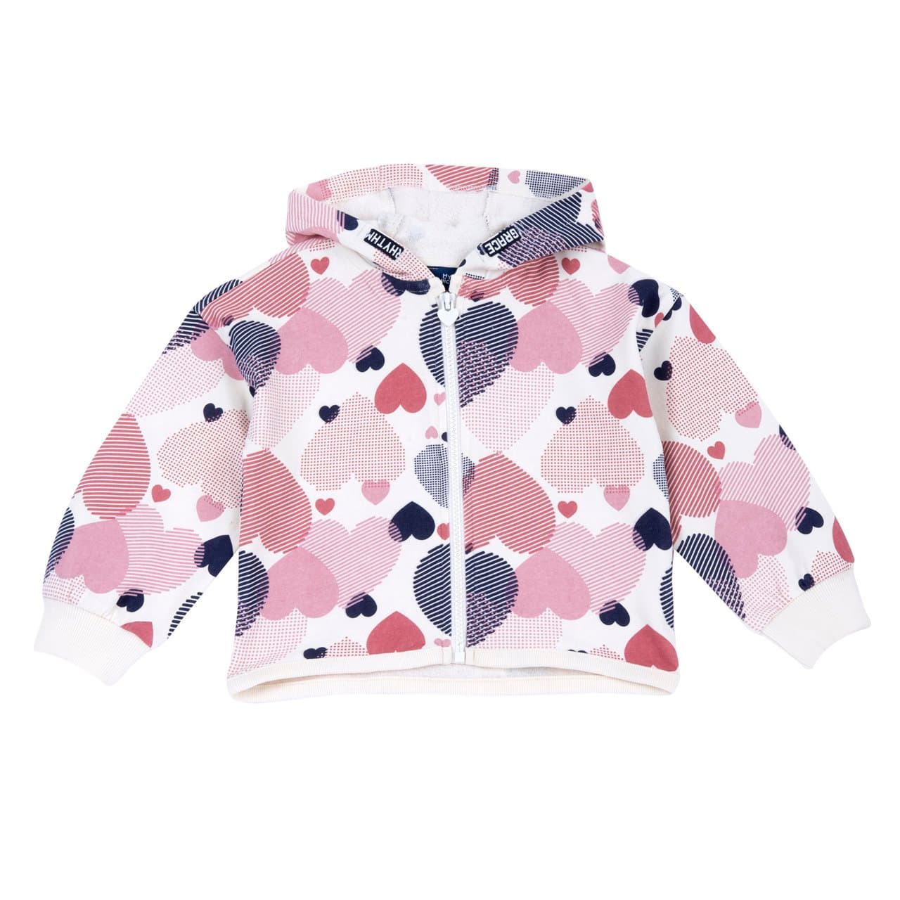 Felpa Stampata Con Cappuccio | Chicco Felpa con cappuccio beige da bambina Chicco con stampa cuori, zip e protezione salvazip, ideale per autunno/inverno. | Chicco