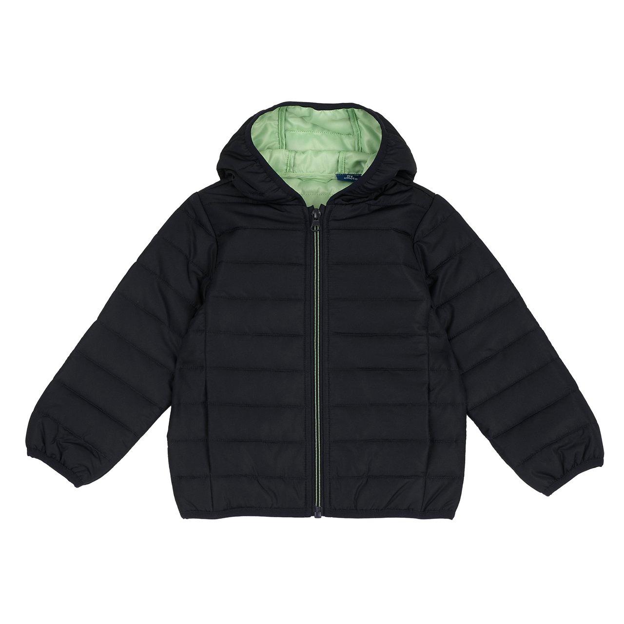 Giubbino Imbottito Con Cappuccio | Chicco Giubbino imbottito verde Chicco con cappuccio per bambino, realizzato in poliestere riciclato con trattamento idrorepellente e zip a contrasto. | Chicco