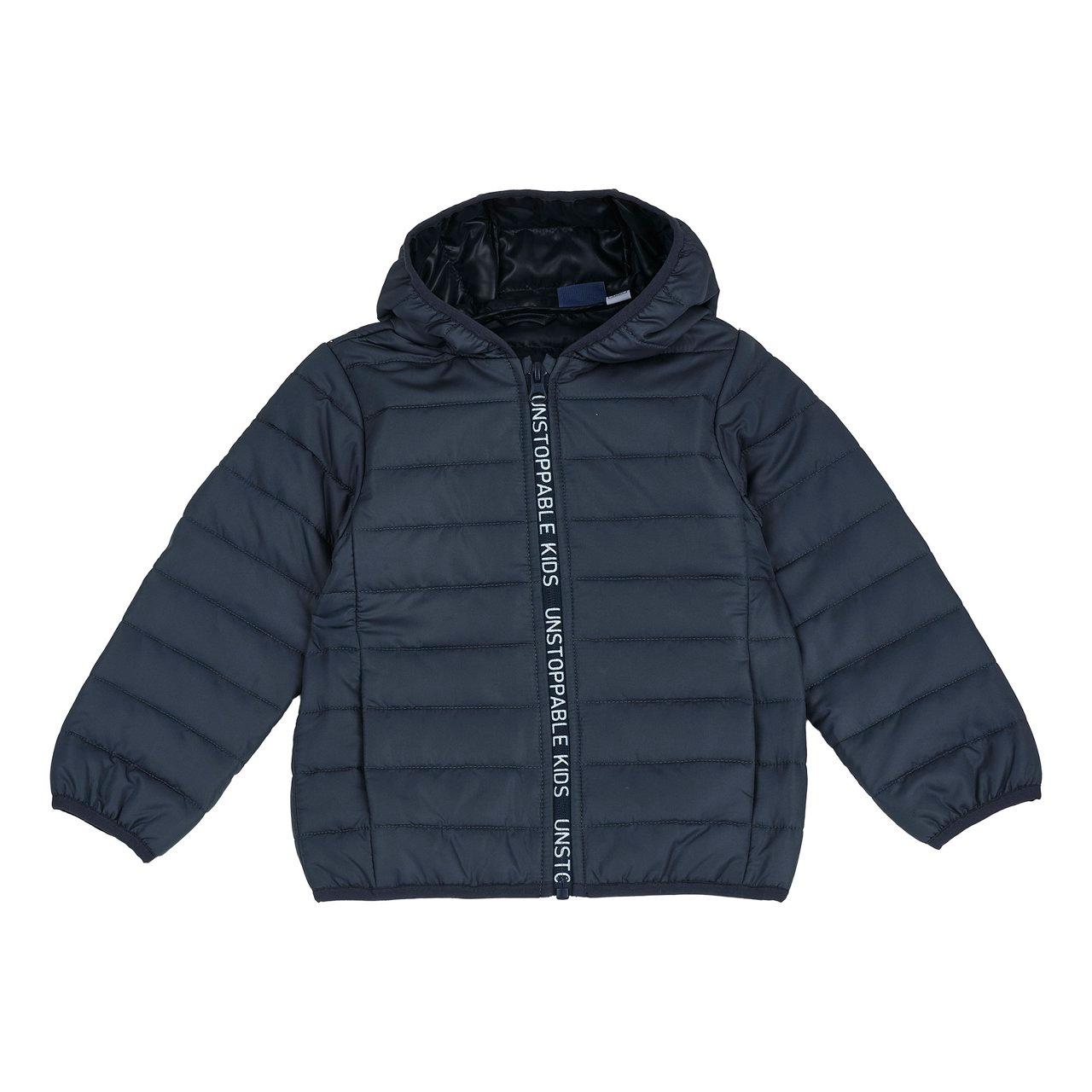 Giubbino Imbottito Con Cappuccio | Chicco Giubbino imbottito blu Chicco con cappuccio per bambino, realizzato in poliestere riciclato idrorepellente, con zip personalizzata e tasche. | Chicco