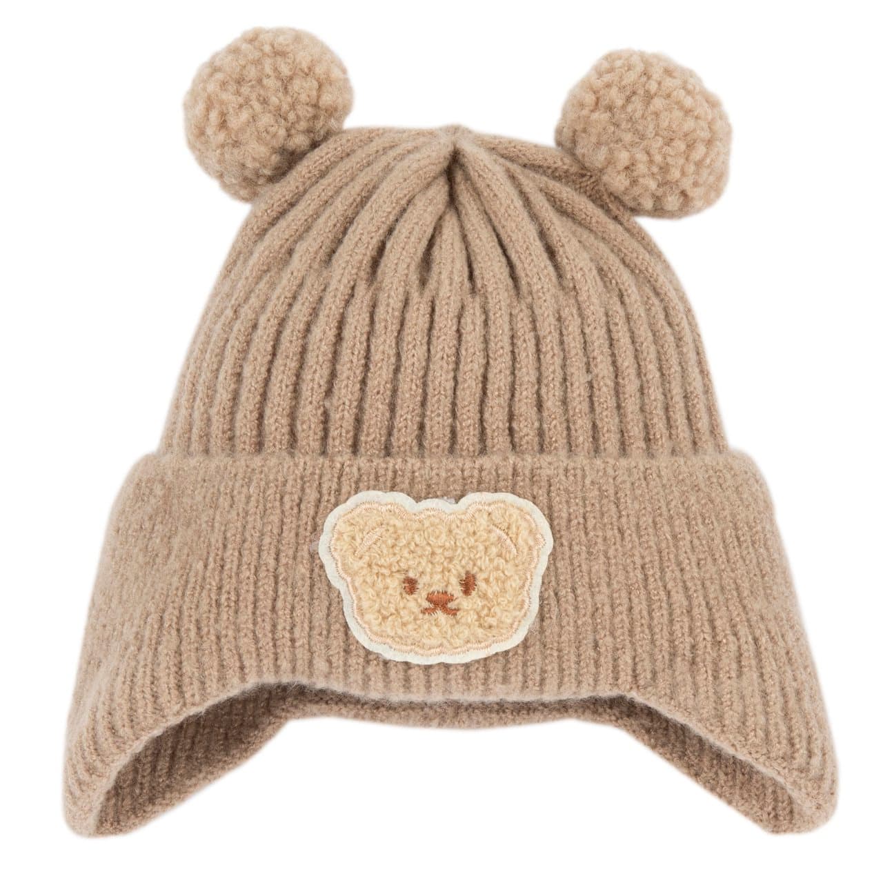Cappello Con Pom Pon | Chicco Cappello Chicco da bambino in maglia mélange bianca con pom pon, fodera in cotone e orsetto ricamato, ideale per l'autunno/inverno. | Chicco