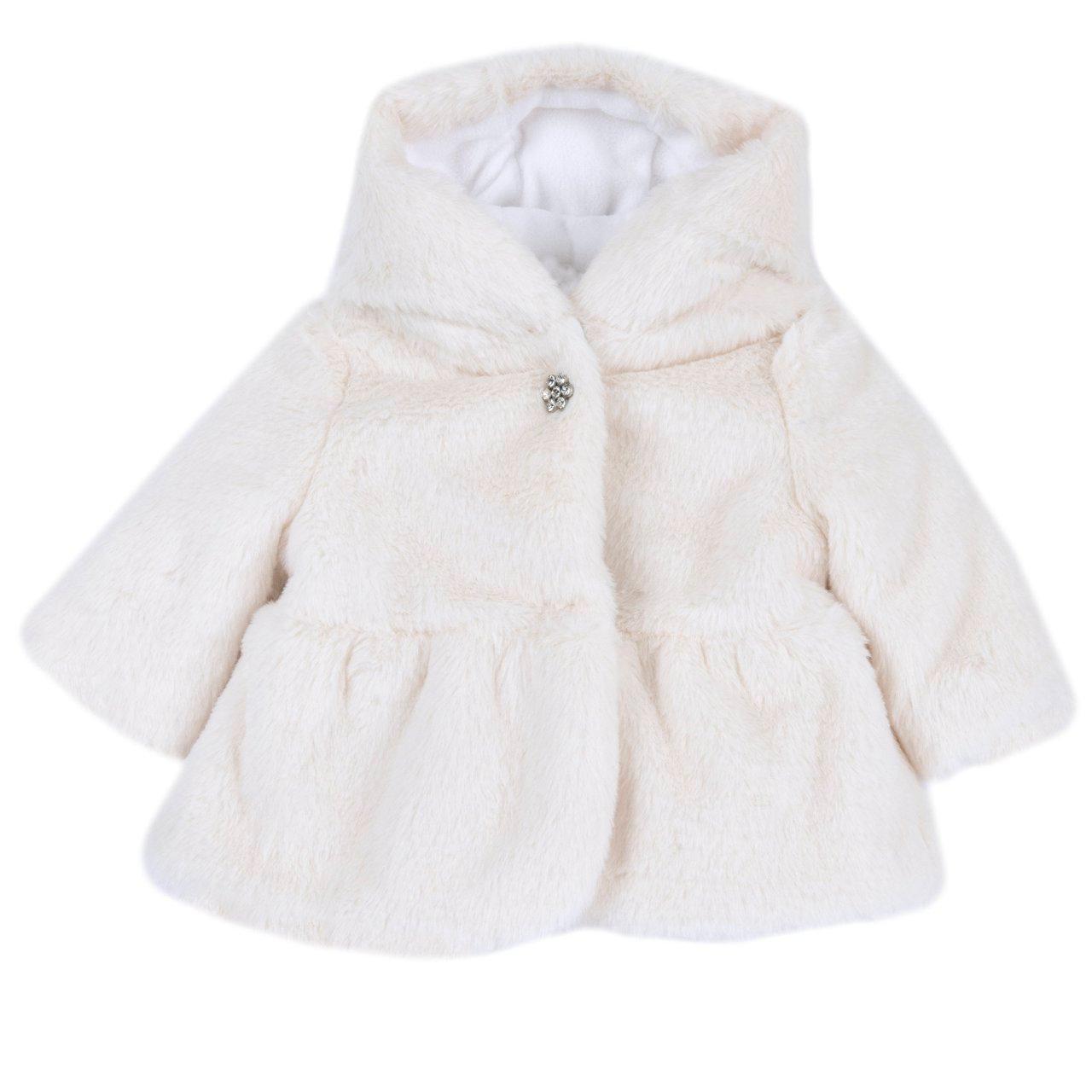 Giubbino Imbottito | Chicco Giubbino imbottito invernale Chicco bianco per bambina, con cappuccio in pile, chiusura con bottoni automatici e gioiello decorativo, moda etica Animal Free. | Chicco