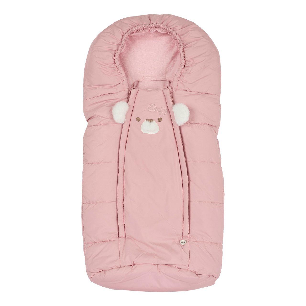 Sacco Invernale Imbottito | Chicco Sacco invernale imbottito Chicco rosa per bambina con ricamo orsetto, orecchie in tessuto e fodera in pile, ideale per l'autunno/inverno. | Chicco