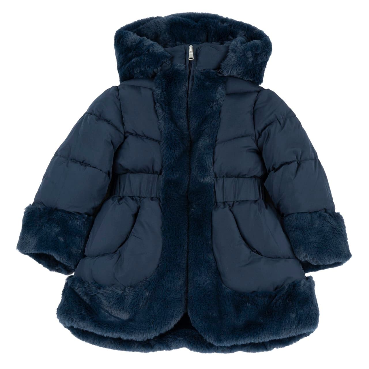 Giubbotto Lungo Imbottito Con Cappuccio | Chicco Giubbotto lungo imbottito Chicco blu per bambina con cappuccio removibile, ideale per autunno/inverno, realizzato in tessuto tecnico idrorepellente con fodera in pile. | Chicco