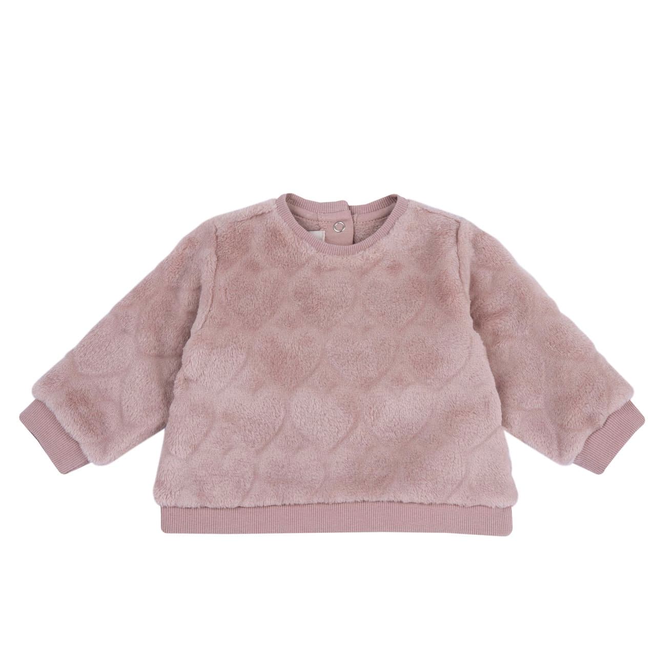 Felpa Girocollo | Chicco Felpa girocollo Chicco rosa per bambina con fantasia di cuori in rilievo, chiusura posteriore con bottoni automatici, ideale per autunno/inverno. | Chicco