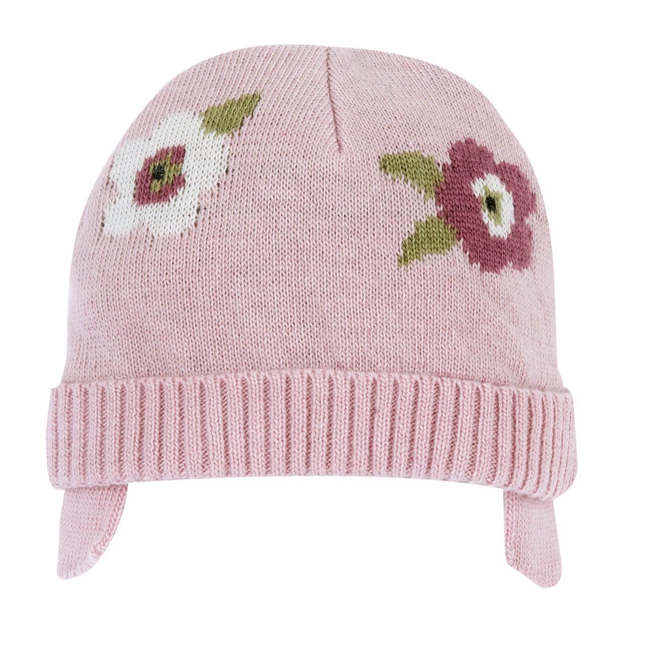Cappello In Maglia | Chicco Cappello in maglia misto lana Chicco rosa per bambina, foderato in jersey di cotone con fantasia floreale, ideale per autunno/inverno. | Chicco