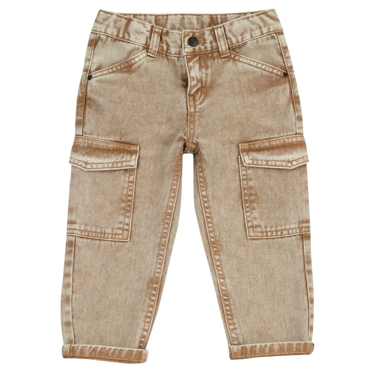 Pantaloni Lunghi | Chicco Pantaloni lunghi cargo Chicco beige in twill di cotone effetto denim lavato, con tasche laterali e vita regolabile. | Chicco