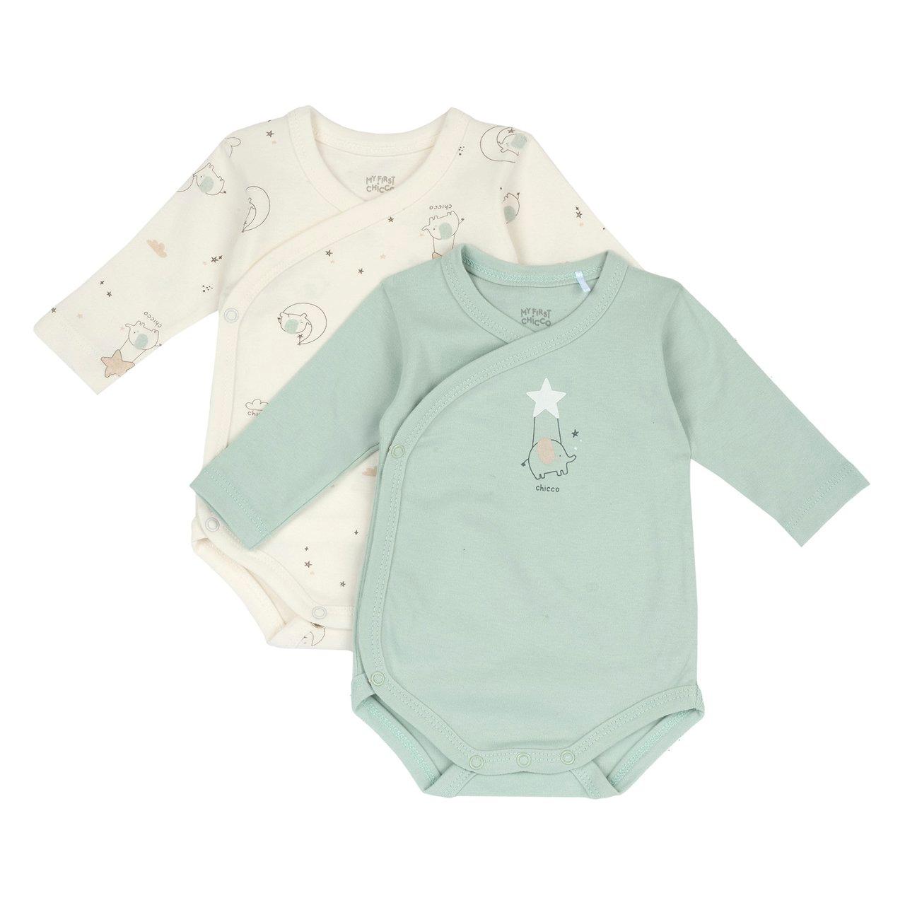 Set Body Intimo | Chicco Set di due body intimi a manica lunga Chicco per bambina in morbido tessuto interlock rosa, con stampa fantasia e grafica, certificati Oeko-Tex. | Chicco
