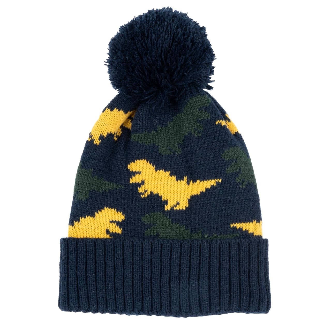 Cappello Multicolor | Chicco Cappello da bambino Chicco blu in maglia acrilica con T-Rex jacquard multicolore, motivo camouflage e pompon. | Chicco