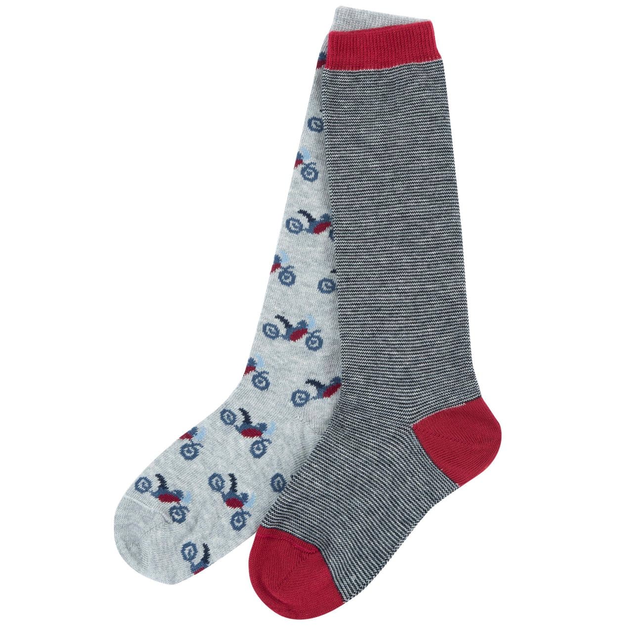Set Due Paia Calzini Gambaletto | Chicco Set due paia di calzini gambaletto Chicco per bambino, blu jeans con jacquard e blu T-Rex, misto cotone, ideali autunno/inverno. | Chicco