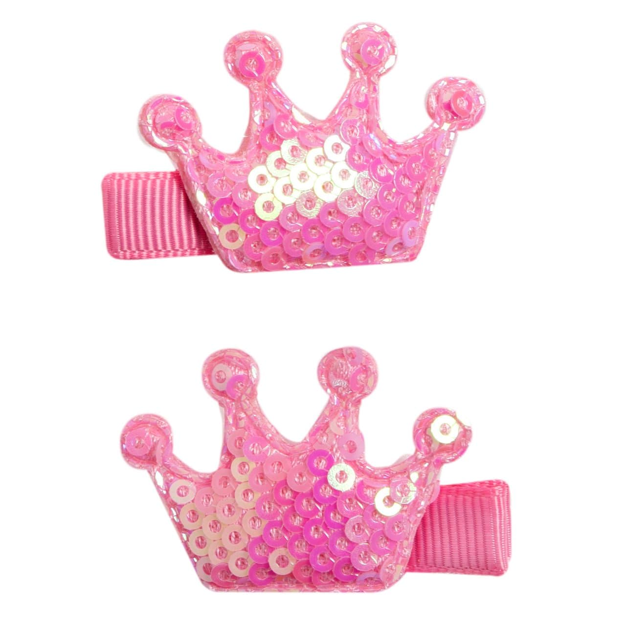 Confezione Di Due Mollettine Per Capelli In Rosa | Chicco Confezione di due mollettine per capelli Chicco da bambina in rosa, con coroncina in paillettes e base rettangolare per capelli folti. | Chicco