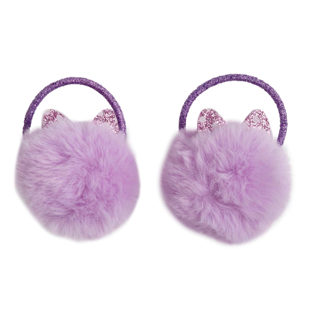 Confezione Di Due Elastici Per Capelli Animaletto | Chicco Confezione di due elastici per capelli Chicco da bambina in colore viola, con pompon a forma di gattina e dettagli luminosi, ideali per l'autunno/inverno. | Chicco