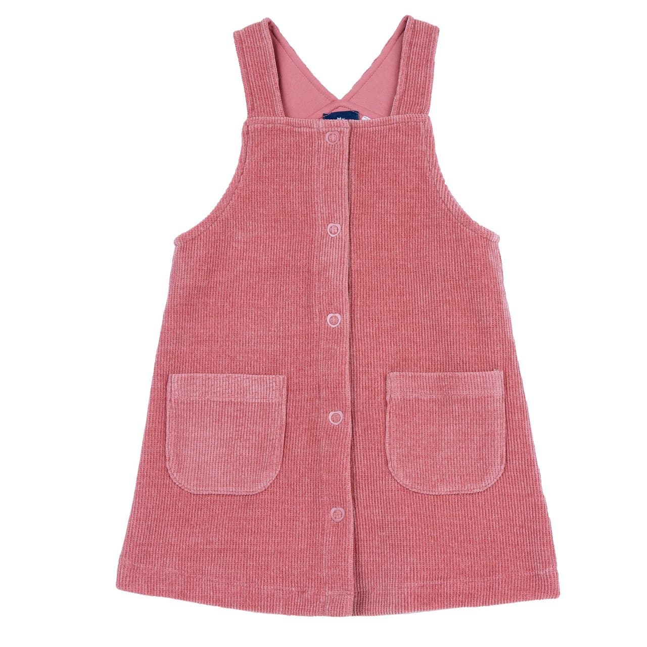 Salopette Gonna | Chicco Salopette gonna corta Chicco rosa in ciniglia elasticizzata per bambina, con pettorina foderata, tasche e bottoni a cuore. | Chicco