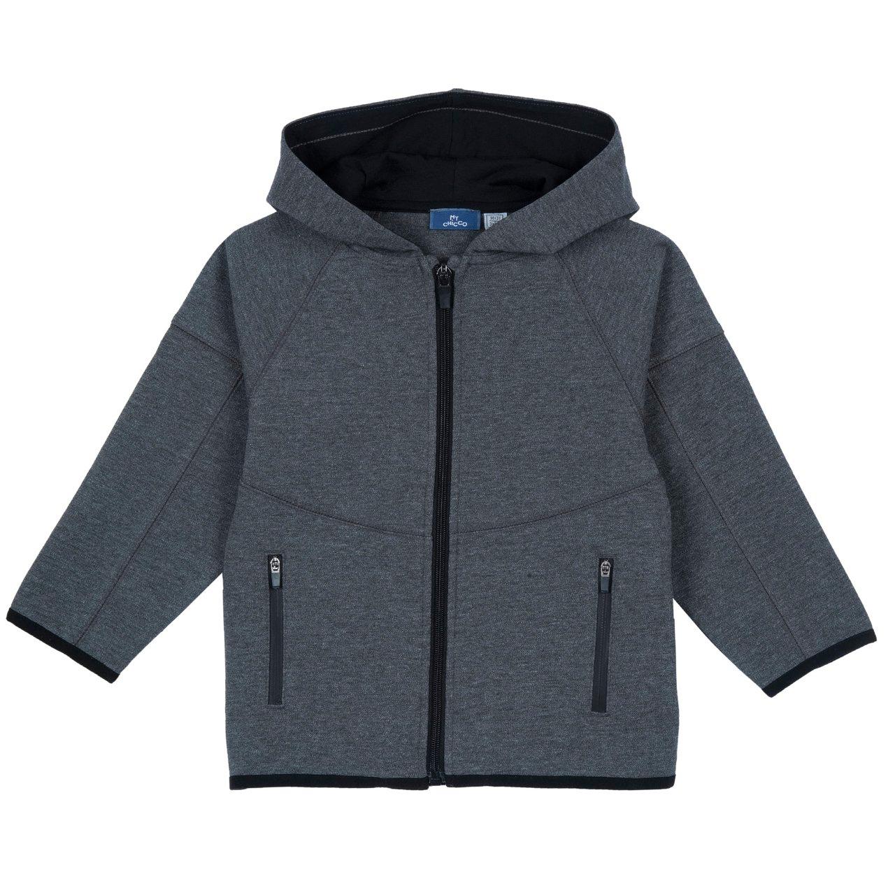 Felpa Con Cappuccio E Zip | Chicco Felpa con cappuccio e zip blu in interlock di cotone elasticizzato per bambino Chicco, con bordi a contrasto e vestibilità confortevole. | Chicco